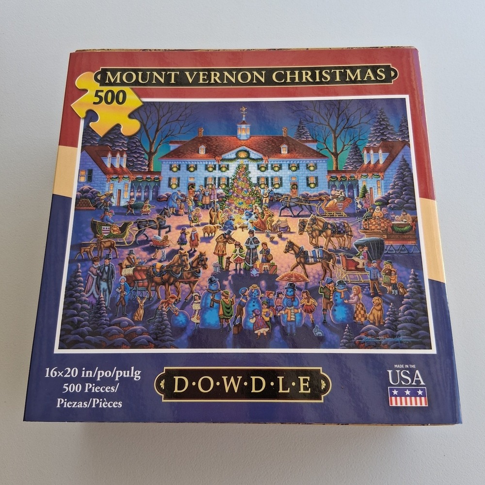 Dowdle Mount Vernon Christmas Jigsaw Puzzle 500 Pieces Folk Art 16x20 New